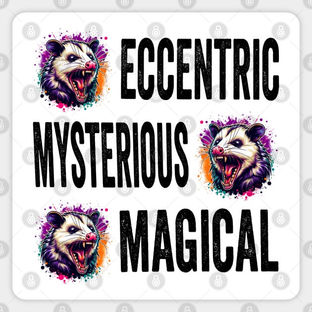 Eccentric, Mysterious, Magical, funny hissing feral possum design Sticker by Luxinda